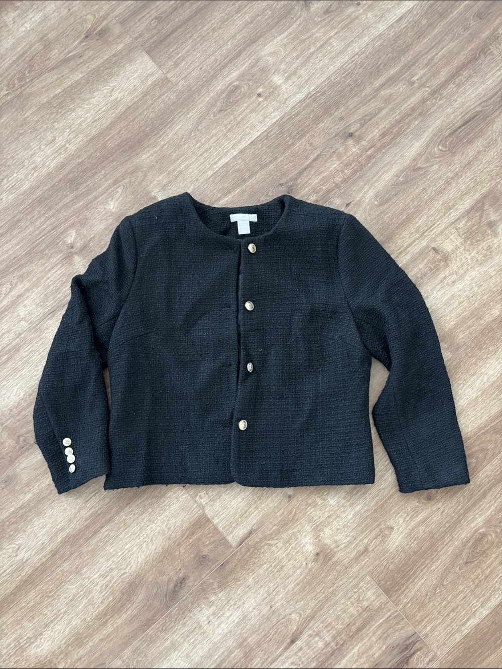 Classic Button-Front black tweed Jacket